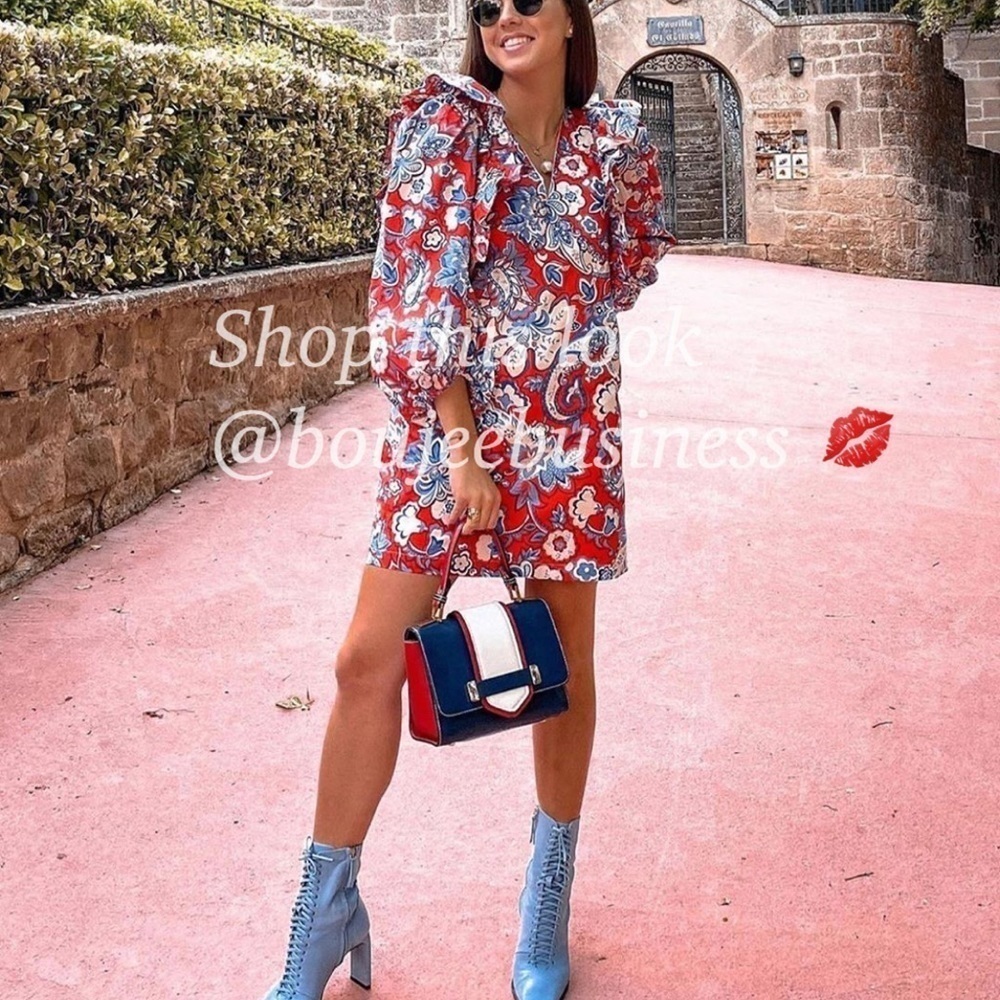 ZARA Ruffled Print Dress - Picture 3 of 11